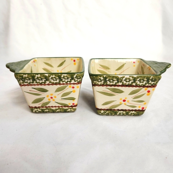 Pair of Temp-tations Green Old World Soup Bowls Ramekins - Picture 1 of 11